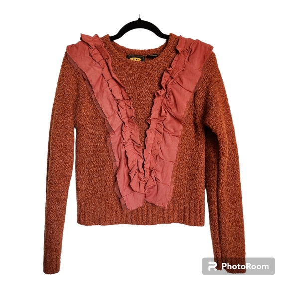 Free People Sweaters - FREE PEOPLE Women's Rust Orange Crewneck Wool Blend Pullover Sweater Size L (⬇️)